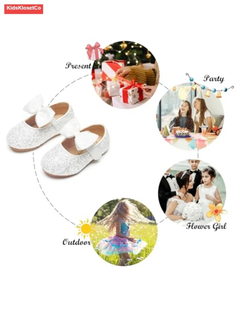 Girls Ballet Flats Dress Shoes Non-Slip Microfiber Wedding Party